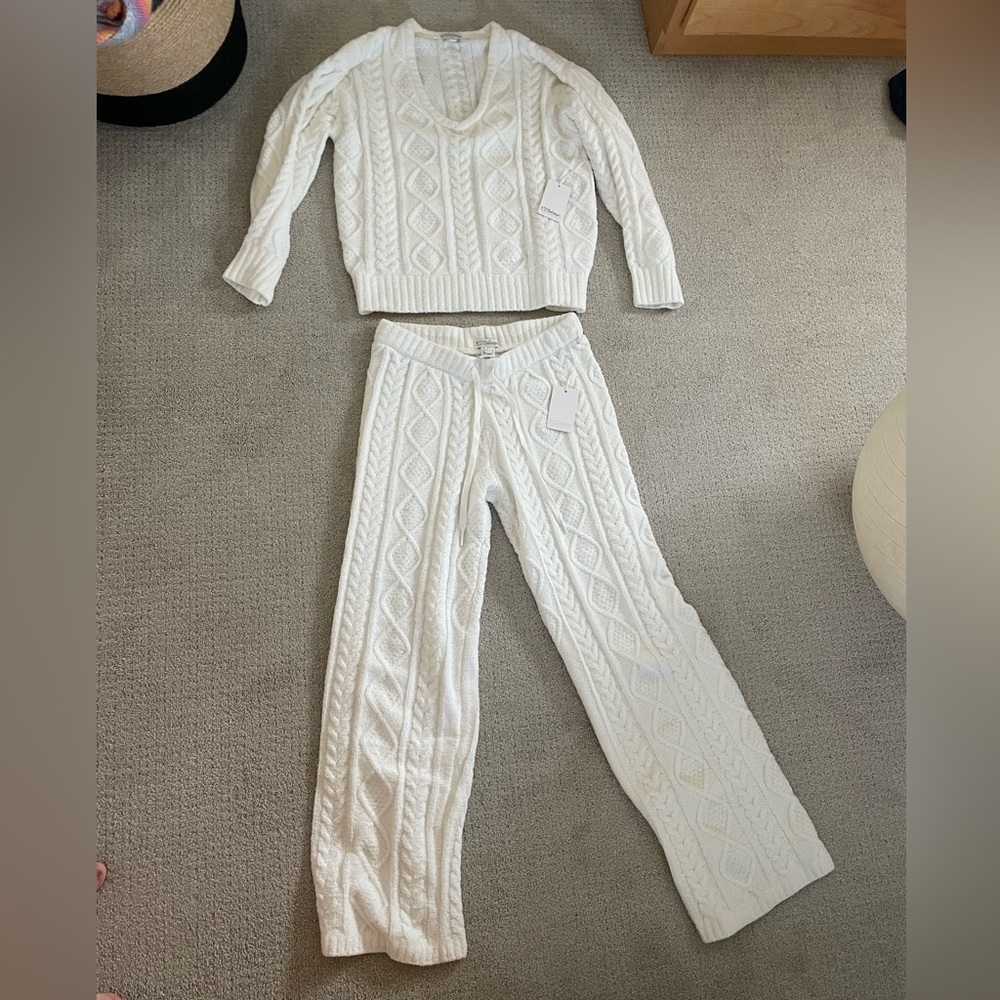 P.J. Salvage Chenille Cozy Cable Lounge Set ivory small